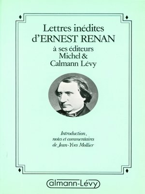 cover image of Lettres inédites d'Ernest Renan à ses éditeurs Michel & Calmann-Lévy